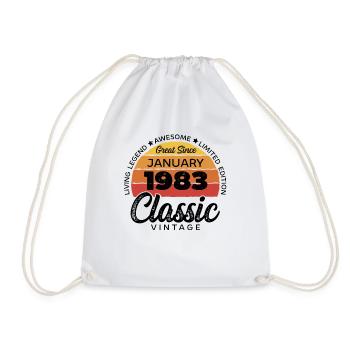 Rétro 40 ans Janvier 1983 Anniversaire Millésime - Sac de sport léger - blanc - Devant