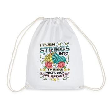 Strings Into Things, Stricken Und Häkeln - Turnbeutel - Weiß - Vorne