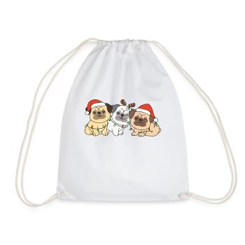 Carlin Noël Animaux Chiens mignons - Sac de sport léger - blanc - Devant