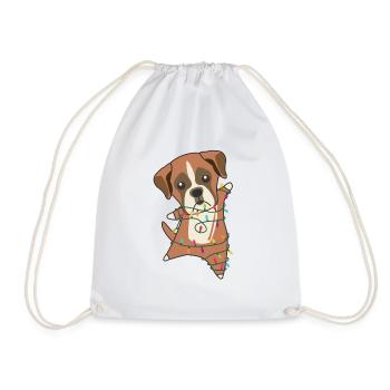 Boxer Dog Christmas Snow Winter Animals Dogs - Drawstring Bag - white - Front