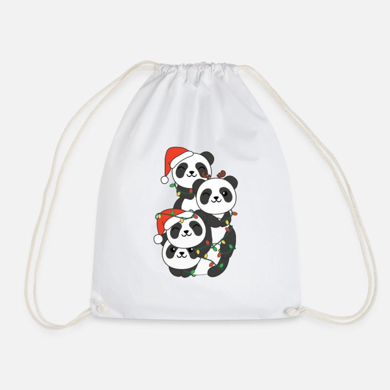 Panda Weihnachtsbaum Weihnachts Tiere Pandas - Turnbeutel - Weiß