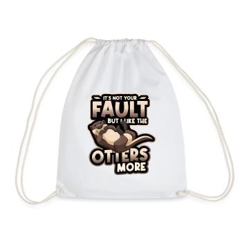 I like the otters more - Otter Pun Sea Otters - Drawstring Bag - white - Front
