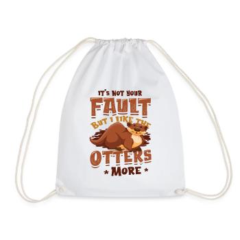 I like the otters more - Otter Pun Sea Otters - Drawstring Bag - white - Front
