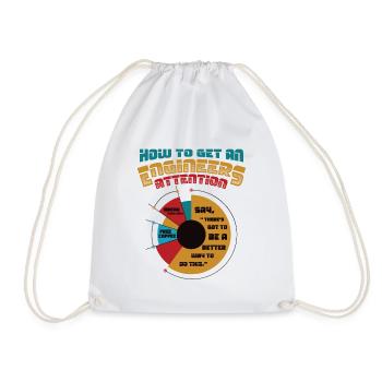 Engineers, Attention Better Way, Technology - Drawstring Bag - white - Front