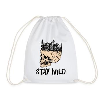 Stay Wild Totenkopf Schädel Skull Berge Wald - Turnbeutel - Weiß - Vorne