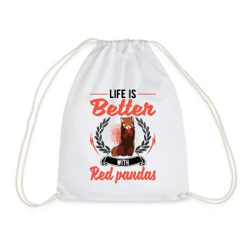 Life is better with red pandas - Drawstring Bag - white - Front