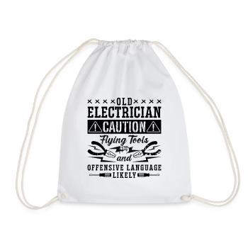 Old Electrician Caution Repair Worker Electrician - Turnbeutel - Weiß - Vorne