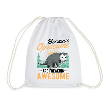 Because Opossums are freaking awesome - Drawstring Bag - white - Front