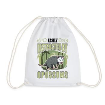 Easily distracted by Opossums Possum Marsupial - Drawstring Bag - white - Front