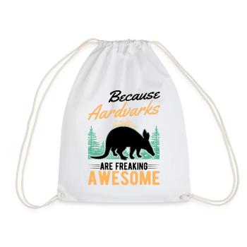 Because Aardvarks are freaking awesome Aardvark - Drawstring Bag - white - Front