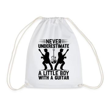 Guitarist - Never Underestimate A Little Boy With - Drawstring Bag - white - Front