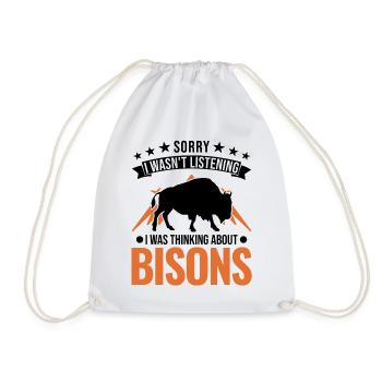Buffalo Gift Bison Buffallo Water Buffalo - Drawstring Bag - white - Front