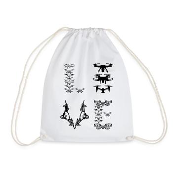 Drone LOVE Drone Lover Quadcopter Drone - Drawstring Bag - white - Front