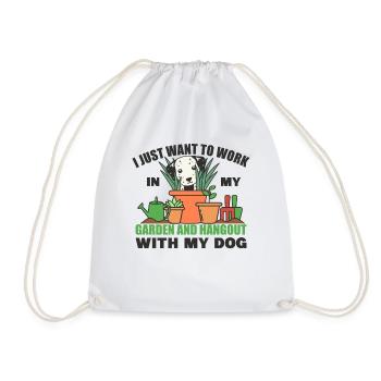 Working in the garden and hanging out with the dog - Drawstring Bag - white - Front