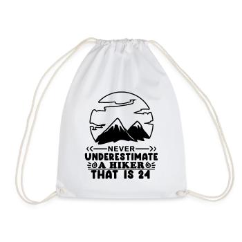 24th birthday hiker 24 years old mountain hiking - Drawstring Bag - white - Front