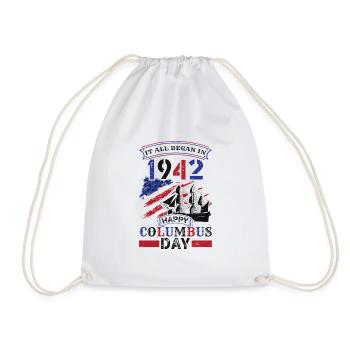 Columbus Day 1942 American Italian - Drawstring Bag - white - Front
