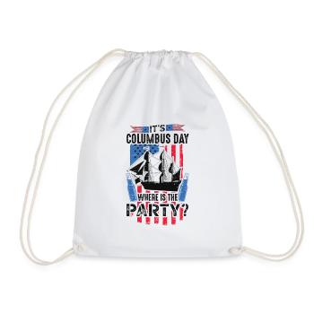 It's Columbus Day 1942 American - Drawstring Bag - white - Front