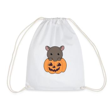 tapir in pumpkin sweet tapire happy halloween - Drawstring Bag - white - Front