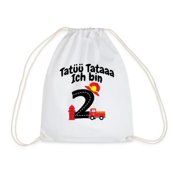 Zahl Zwei Feuerwehrmotive - Turnbeutel - Weiß - Vorne
