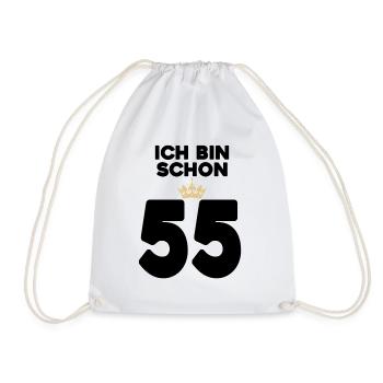 55. Geburtstag Geschenk - 55 Jahre mit Krone - Turnbeutel - Weiß - Vorne
