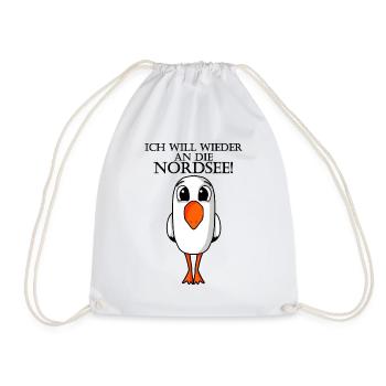 Nordsee Plattdeutsch Spruch Moin Möwe - Turnbeutel - Weiß - Vorne