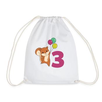 Squirrel third birthday Balloons Children - Drawstring Bag - white - Front