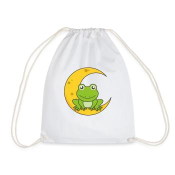 Moon frog cute animals for children for the night - Drawstring Bag - white - Front