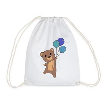 Bear flies up with balloons - Drawstring Bag - white - Front