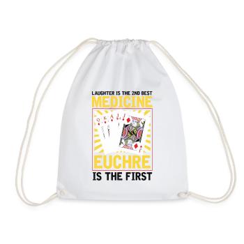 Medicine Euchre - Euchre Player Card Game Euchre - Drawstring Bag - white - Front