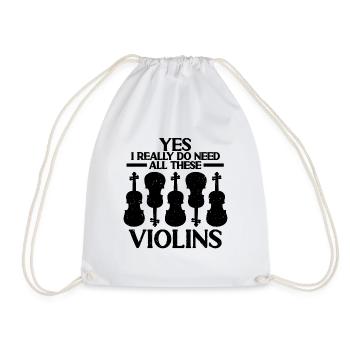 I Really Do Need Violin Retro Music Note Violinist - Drawstring Bag - white - Front