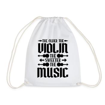 The Older The Violin Musical Instrument Violinist - Drawstring Bag - white - Front
