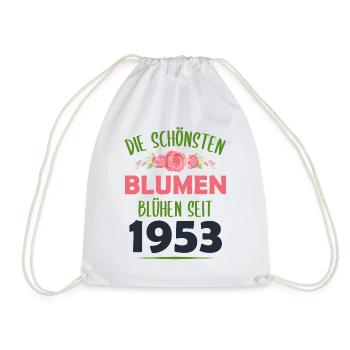 Jahrgang 1953 Blumen Spruch Geburtstag Geschenk - Turnbeutel - Weiß - Vorne