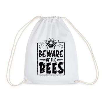 Beware Of The Bees Beekeeping Apiarist Beekeeper - Drawstring Bag - white - Front