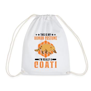 Coati Human Costume Halloween Coati Proboscis - Drawstring Bag - white - Front