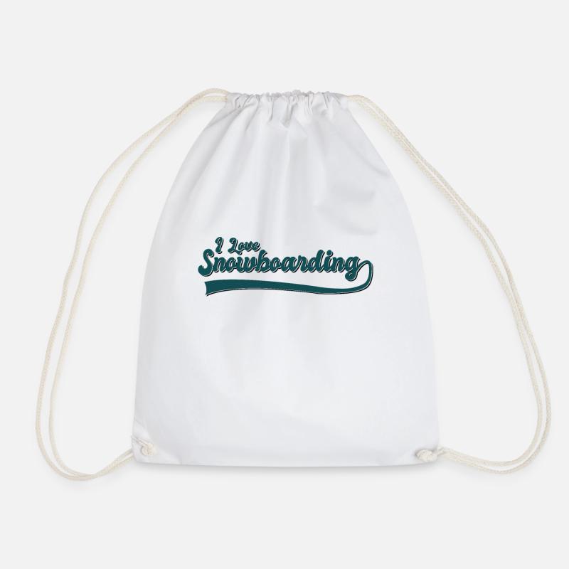 I love snowboarding - Drawstring Bag - white
