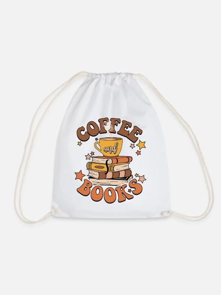Kaffee und Bücher - Turnbeutel - Weiß