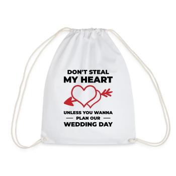 Heart Couple Wedding Relationship Romance Quotes - Drawstring Bag - white - Front