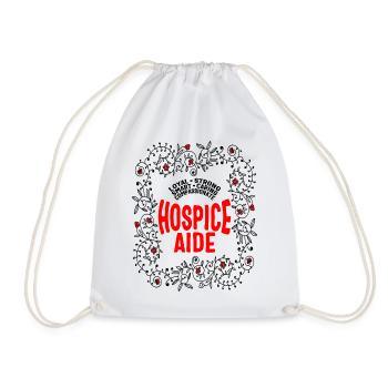 Hospice Shirt, Hospice Aide Floral Tee, - Drawstring Bag - white - Front