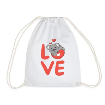 Maus zum Valentinstag süße Tiere mit Herzen Love - Turnbeutel - Weiß - Vorne