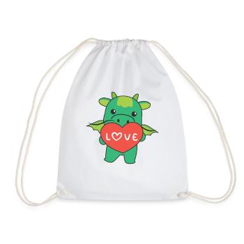 Dragon for Valentine's Day cute animals with hearts - Drawstring Bag - white - Front
