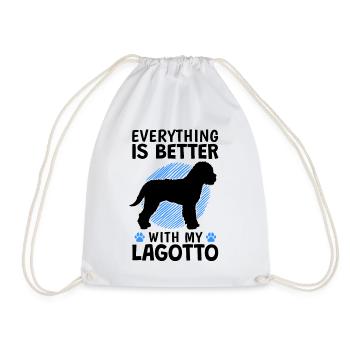 Everything better with Lagotto Romagnolo Truffle Dog - Drawstring Bag - white - Front