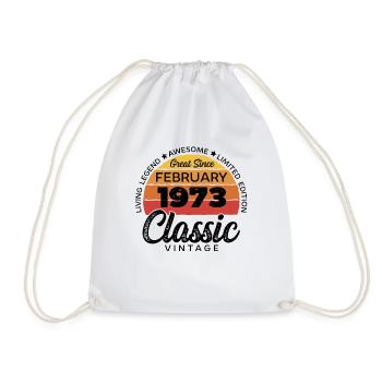 Retro 50 Years February 1973 Birthday Vintage - Drawstring Bag - white - Front