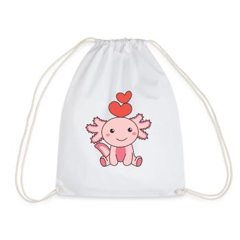 Axolotl zum Valentinstag süße Tiere mit Herzen - Turnbeutel - Weiß - Vorne
