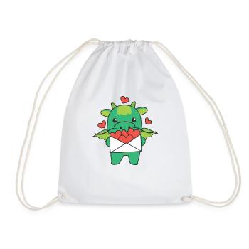 Dragon for Valentine's Day cute animals with hearts - Drawstring Bag - white - Front