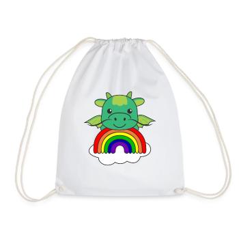 Dragon colorful rainbow for kids cute dragon - Drawstring Bag - white - Front