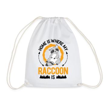 Home is where my raccoon is - Drawstring Bag - white - Front