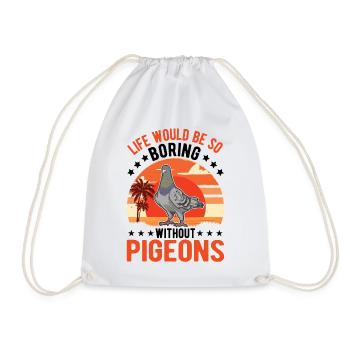 Pigeon Gift Pigeon Fancier City Pigeon Carrier Pigeon - Drawstring Bag - white - Front