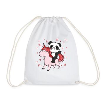 Panda mit Einhorn Herzen Lieblingstier Herz - Turnbeutel - Weiß - Vorne