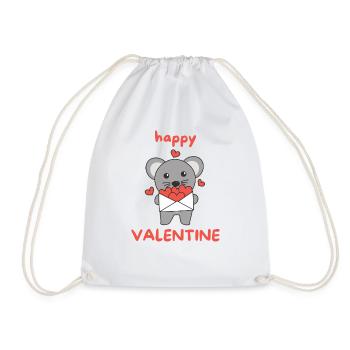 Maus zum Valentinstag süße Tiere mit Herzen - Turnbeutel - Weiß - Vorne