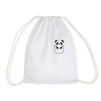 Panda in pocket cute pandas in breast pocket - Drawstring Bag - white - Front